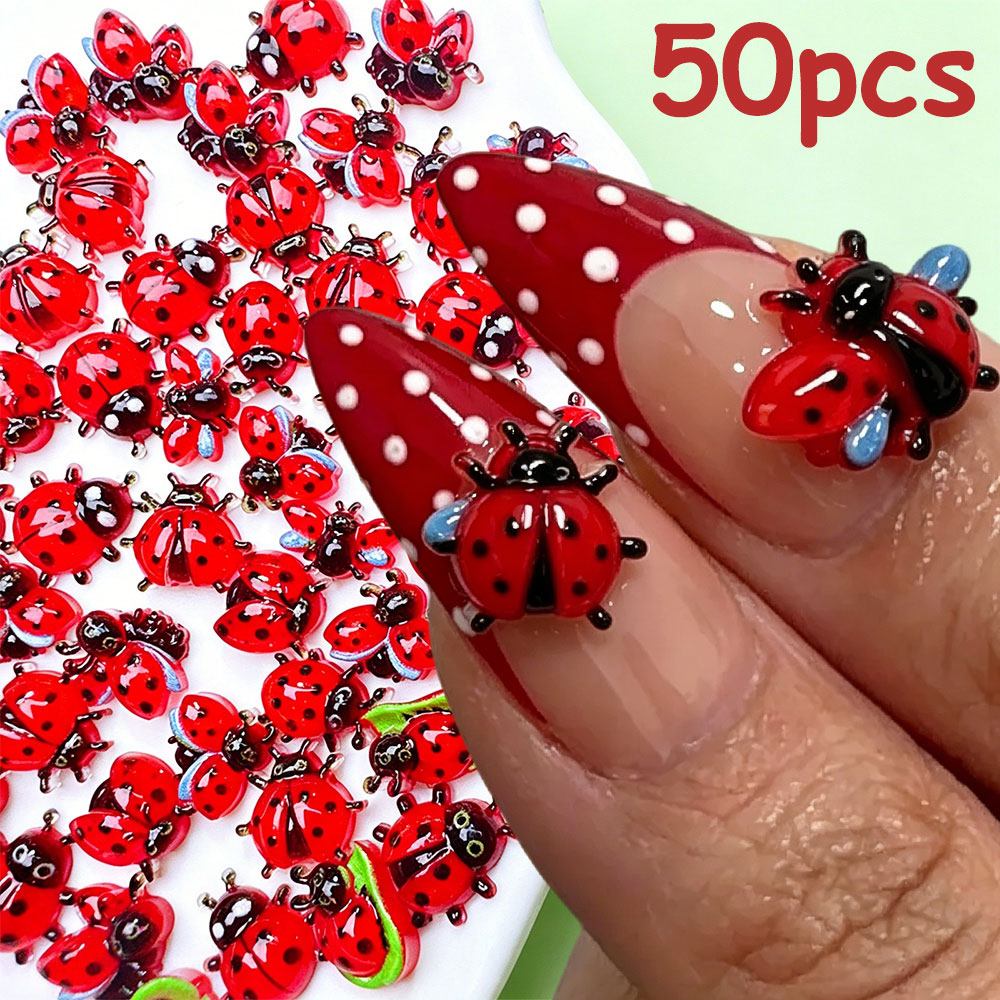 Art Craft Ladybug - 50 szt. Mini Ozdoby do Paznokci