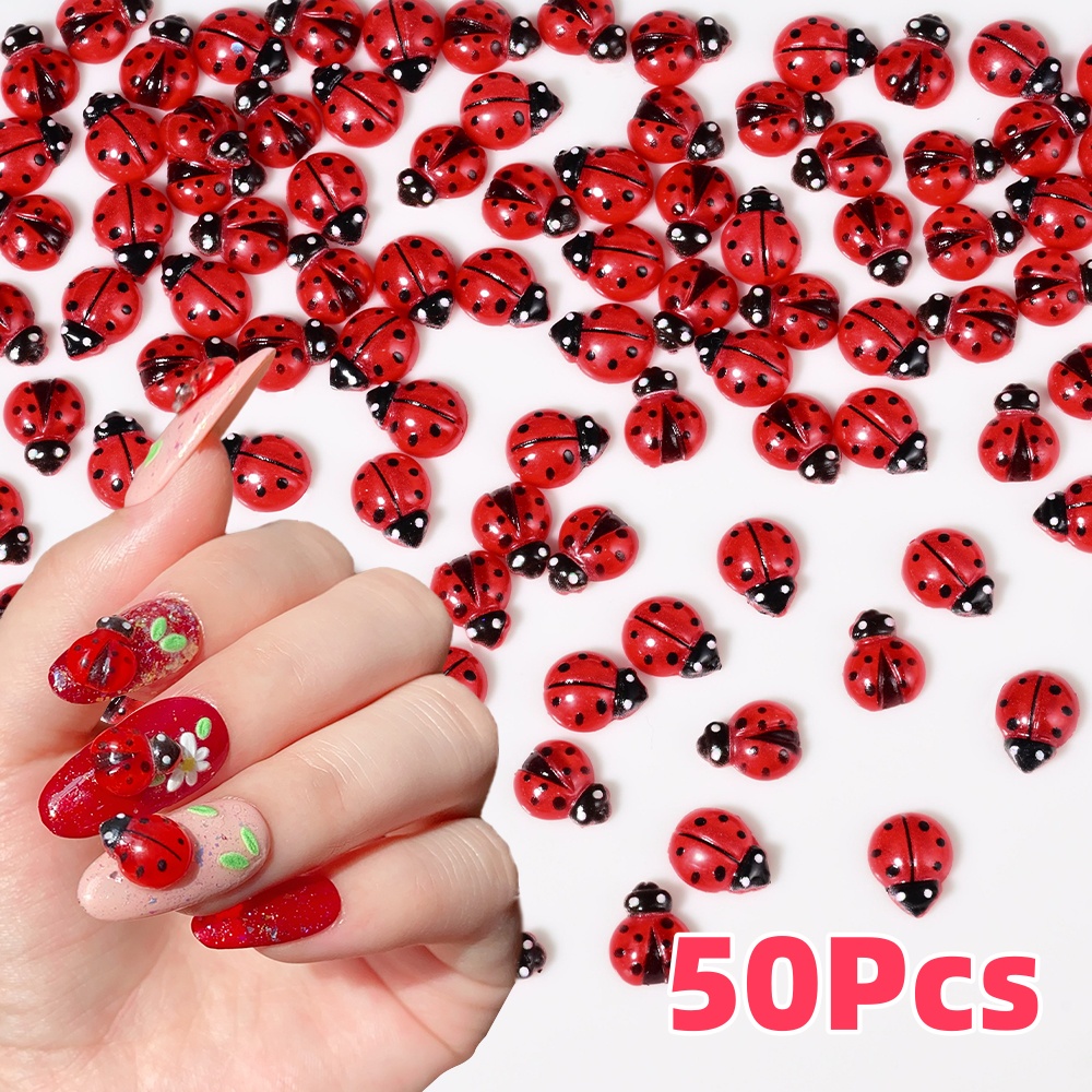 Art Craft Ladybug - 50 sztuk 3D czerwona biedronka zawieszki