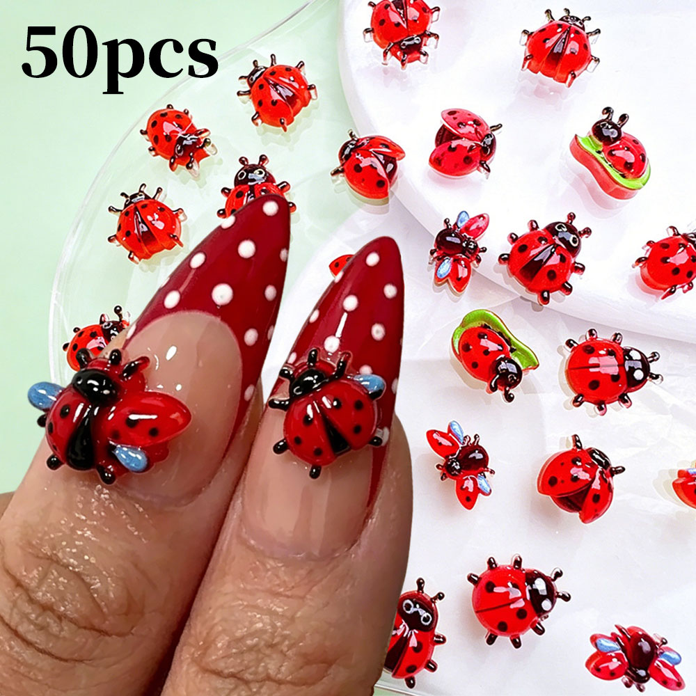Art Craft Ladybug - 50 szt. Mini Ozdoby do Paznokci