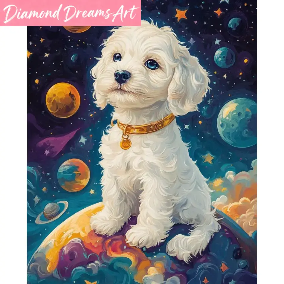 Art Craft Ideas For Adults - Bezramkowy obraz diamentowy 5D z psem,
