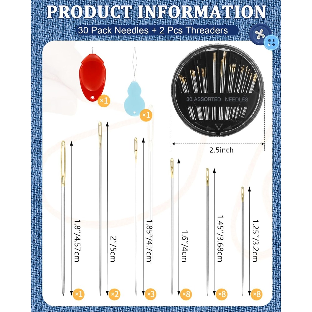Art Craft Kit - Zestaw 30 stalowych igieł do szycia