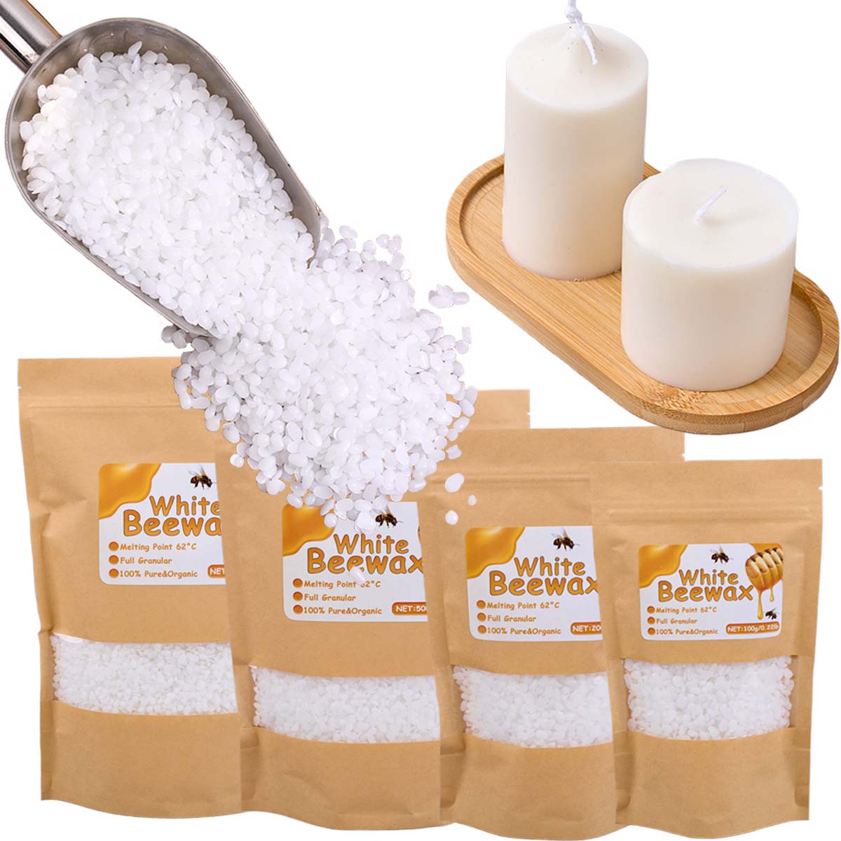 Candle Making Wax - Biały Wosk Pszczelek Czysty Naturalny Granulowany