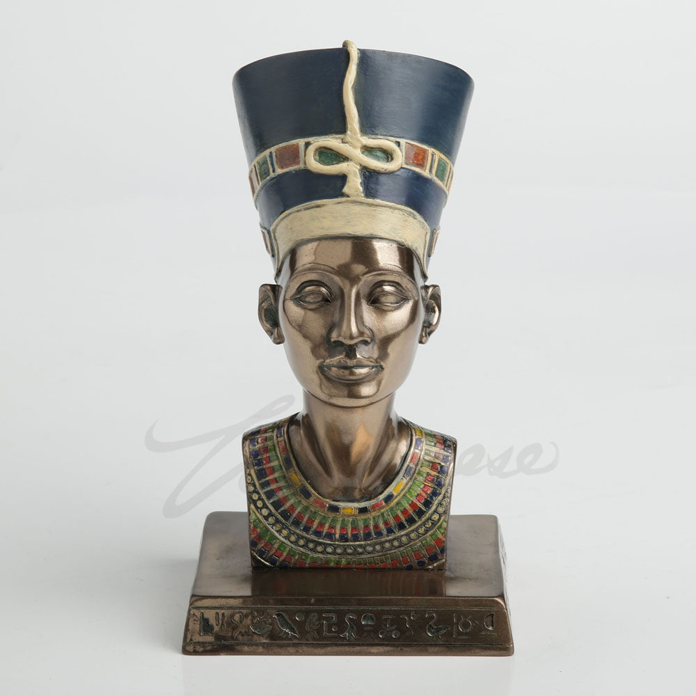 Queen Art Craft - Antyczna brązowa statuetka popiersia królowej Nefertiti