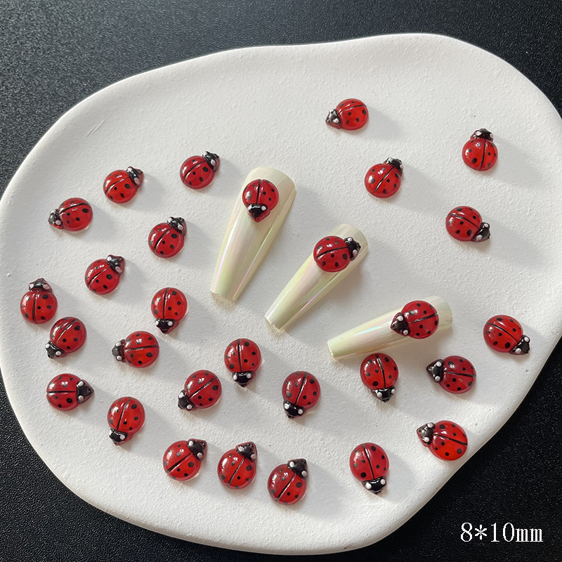 50Pcs 3D Żywica Czerwona Biedr – Art Craft Ladybug recenzja i cena